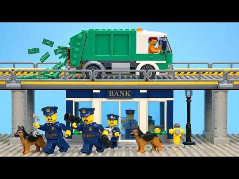 Guaranteed Garbage Truck Transport Service Fools Entire LEGO City Police! LEGO Land Stop Motion