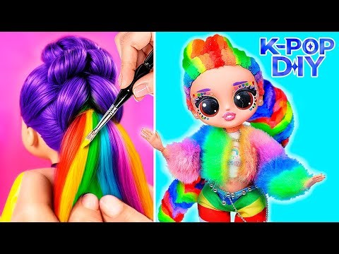 DIY Rainbow Makeover K-Pop Demon Hunters in Airplane! 10 Crafts for L.O.L. Dolls