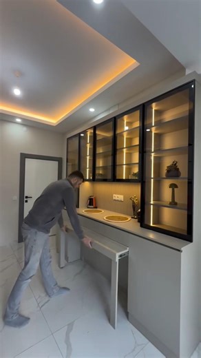 Hidden Folding Dining Table Design, amazing woodwork #shorts #woodworking #furniture #design