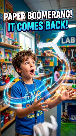 DIY Paper Boomerang 🪃 Throws Away… But Comes Back! 🤯 #shorts #paperboomerang #boomerangexperiment