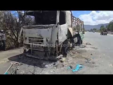 Damaged vehicles and TPLF headquarters seen in Ethiopia’s Tigray region