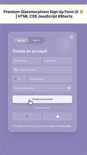 #codinglife #uiux Premium Glassmorphism Login Form | HTML CSS JavaScript #java #webdevelopment #web