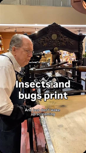 January 2nd is National Science Fiction Day! This day honors the science fiction genre and the birthday of famous sci-fi author Isaac Asimov (born January 2, 1920). While we don’t really have anything in the print shop at the Sacramento History Museum that is specifically sci-fi related, we took the approach of printing something that appears a lot in sci-fi works. For today, Howard letterpress printed two electrotypes that depict insects and bugs. These were sent to us a few months ago from one