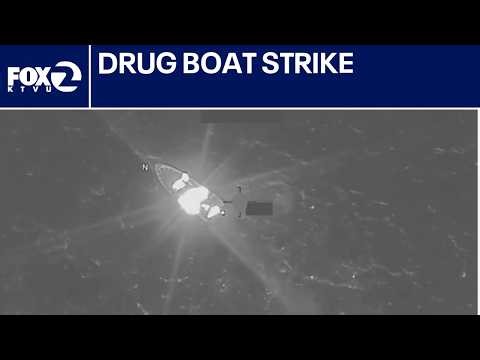 RAW AERIALS: US military strikes suspected drug boat in Pacific (looped video)