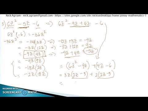 Mathematics for Grade 8 1– 8 Factoring Polynomials Factoring General Trinomial part 2