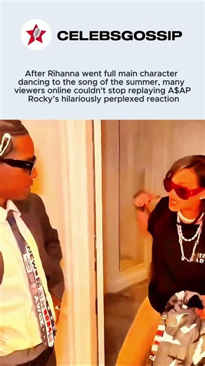 Rihanna dancing to the song of the summer while A$AP Rocky is so confused
