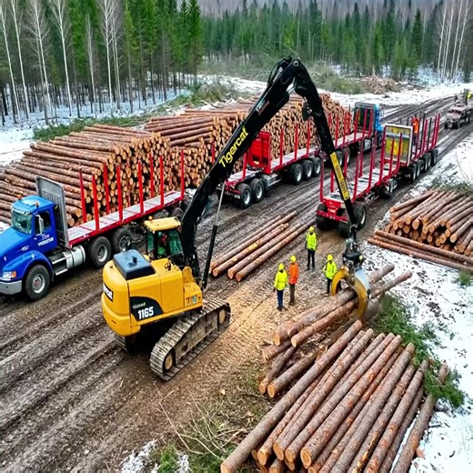 The wood is cut in the forest and then transported to the factory #logging