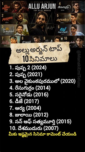 అల్లు అర్జున్ టాప్ సినిమాల#movie#cinema#viral#trending#money#business#success#india#pushpa#alluarjun