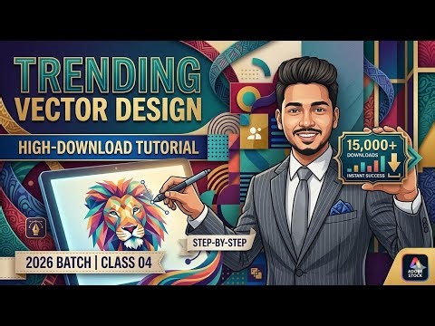 Adobe Stock Trending Colorful Vector Design (Batch 1, Class 04) | High Download Vector Tutorial 2026