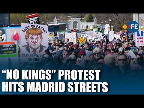 Americans Protest Donald Trump Policies In Madrid During Global “No Kings” Movement