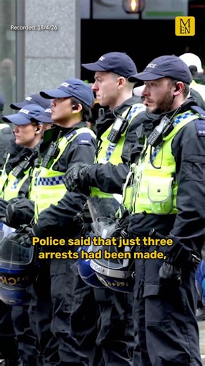 Hundreds of Britain First supporters and counter-protesters gather for Manchester march