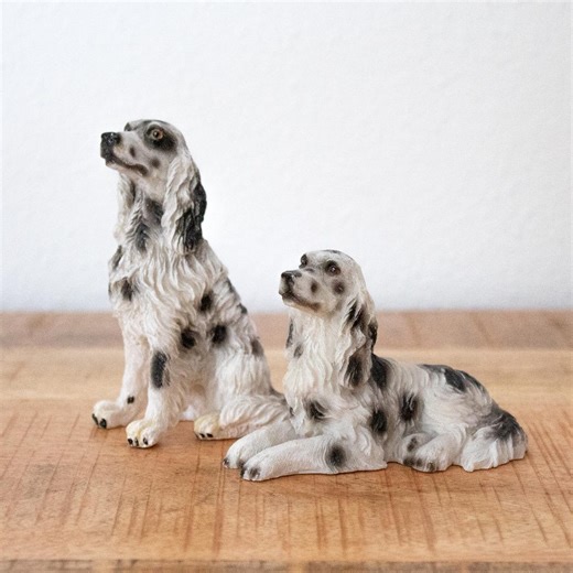 Vintage English Setter Figurines: Resin Dog Collectibles Set in Black and White - Etsy