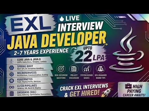 🔥 EXL Java Developer Interview | Java |Java 8 | Spring Boot | Microservices |Kubernetes | CI/CD |SQL