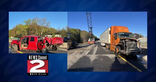 Tractor-Trailer Hits Parked Pickup Truck in Thruway Work Zone Crash
