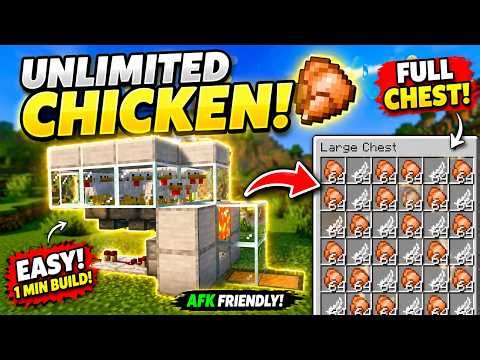 Minecraft Java Automatic Chicken Farm 🐔 | Easy Cooked Chicken & Feather Farm (1.21+)