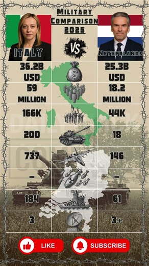 Italy vs Netherlands - Military Power Comparison (2025)
