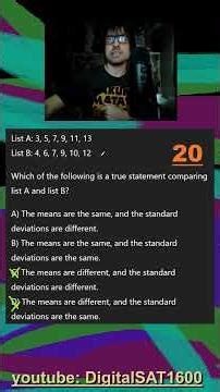 Means + Standard Deviations | Hard Module 2 SAT Math