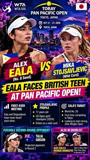 🇵🇭 Alex Eala vs Mika Stojsavljevic! 🎾#Tokyo #WTA 500 🔥#AlexEala#TokyoOpen #shorts#youtubeshorts#mika