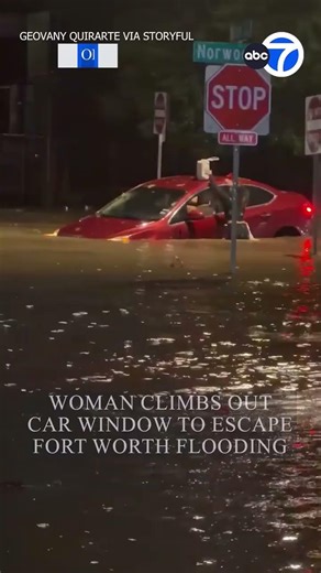 Woman Climbs Out Car Window to Escape Fort Worth Flooding - April 26, 2026