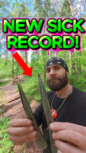 DOUBLE NO-SPIN World Record #knifethrowing #martialarts #record #shorts