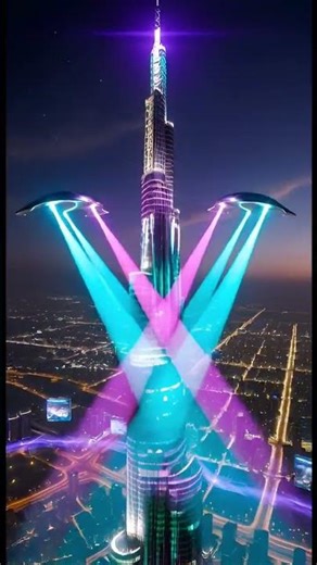 UFO Fleet vs Fighter Jets Over Burj Khalifa 😱 Thunderstorm👽⚡#BurjKhalifaUFO #DubaiUFO#UFO #Dubai