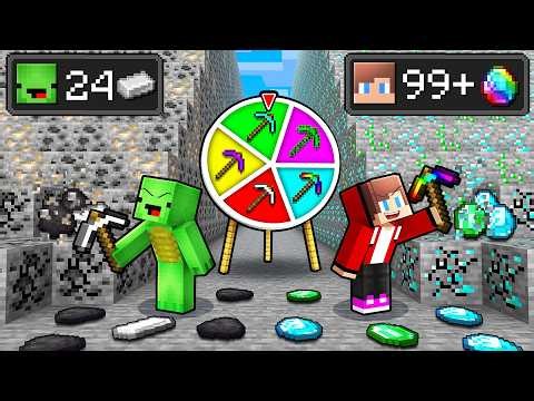 JJ and Mikey Use ROULETTE In MINE BATTLE in Minecraft - Maizen