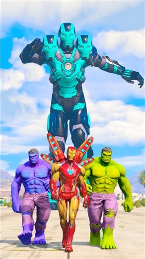 MCU HULK-FLASH ATTACK ON HULK BROTHERS ! GIANT BLUE IRONMAN SAVES #shorts