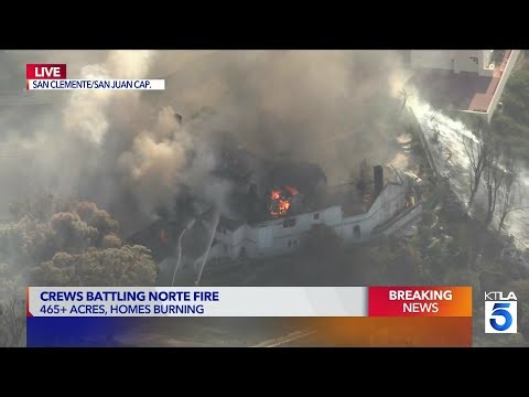Wind-driven Norte Fire burns at least 465 acres, 6 homes in Orange County