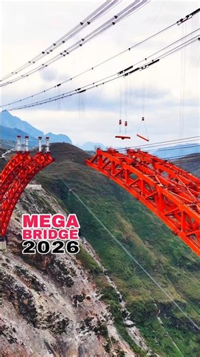 Guniuhe Grand Bridge 520m Steel Arch Rises 400m Above Canyon | China Mega Bridge 2026 #Shorts