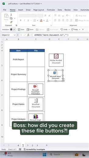 How to add clickable file buttons to your worksheet📎 DM me 'WIZARD' and I'll send you my FREE Excel shortcut guide! #excel #exceltips #filebuttons #tutorial