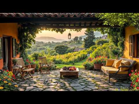 4K Relaxing Morning Ambience on the Porch in the High Mountains 🍃🕊️ Birdsong, Wind & Falling Leaves