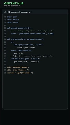 30 DAYS OF PYTHON — DAY 25 | password manager