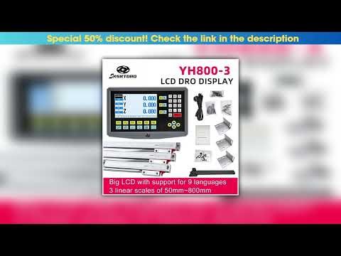 Top YH800-3 Set 19 language 3 Axis LCD DRO Display And 3 Pieces 5U Linear Glass Scale Encoder 50-8