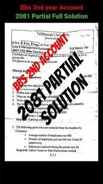 bbs 2nd year Account// Partial Question 2081(new course) full solution #onlineclasswithbibek #shorts