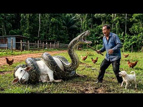 A Giant Python Attacks a Farmer and His Cow in the Field… But the Farmer Teaches It a Brutal Lesson