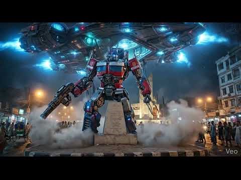 A massive robot steps out of a mysterious alien ship…Scanning the unknown world for enemies. 👽🤖