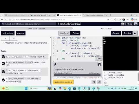 Word Score - 27 April 2026 - Python Version on freeCodeCamp
