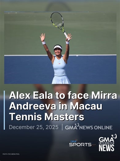 ICYMI: Alexandra “Alex” Eala is set to face Mirra Andreeva at the Macau Tennis Masters this weekend in Macau. The 18-year-old Andreeva is currently ranked world No. 9 and has captured two WTA titles this year — the Dubai Tennis Championships in February and the Indian Wells Open in March, both WTA 1000 events. The Russian star will take on Eala in the women’s singles match on Sunday, according to the event's website. Eala will also compete in the mixed doubles event on Saturday, partnering with 