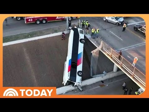 Houston Bus Crashes off Overpass, a Dozen People Hospitalized