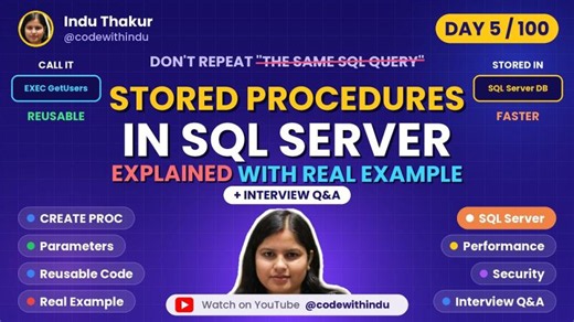 Stored Procedures in SQL Server Explained | Real Example + Interview Q&A | Day 5/100