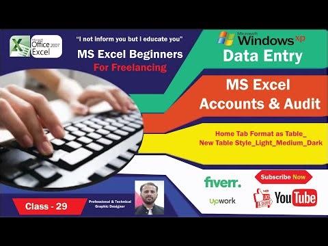 Class # 29 MS Excel 2007 Home Tab_Format as Table_New Table Style in MS Excel_in Urdu_Hindi