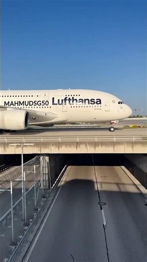 Lufthansa Airbus A380 taxiing ✈️ The giant of the skies crossing the airport underpass.