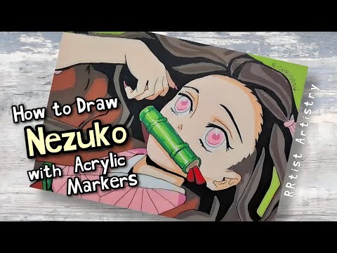 How to Draw 𝙉𝙚𝙯𝙪𝙠𝙤 𝙆𝙖𝙢𝙖𝙙𝙤 with Acrylic Markers | Demon Slayer Painting Series Episode 11