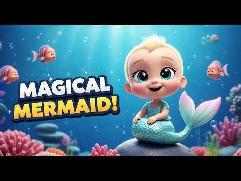 Baby Mermaid Sitting on a Rock 🧜‍♀️ Fun Kids Song | Magical Ocean Nursery Rhyme