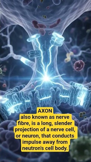 AXON : also known as nerve fibre, is a long, slender projection of a nerve cell.