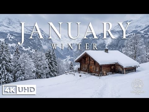 Winter in January 4K - Snowy Landscapes, Quiet Mornings & Peaceful Views