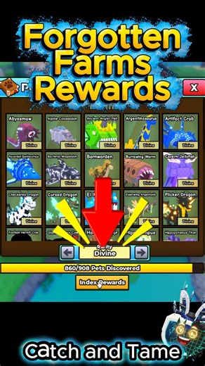 Forgotten Farms Index Rewards in Catch and Tame #roblox