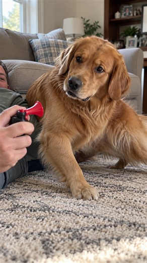 Dog reacts to a sneaky prank