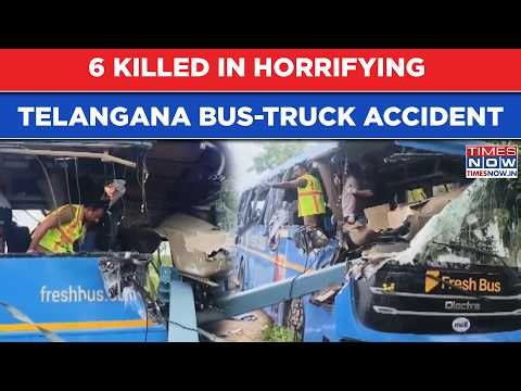 Telangana Bus-Truck Deadly Crash: 6 Killed, 12 Injured In Horrific Accident | Chilling Video