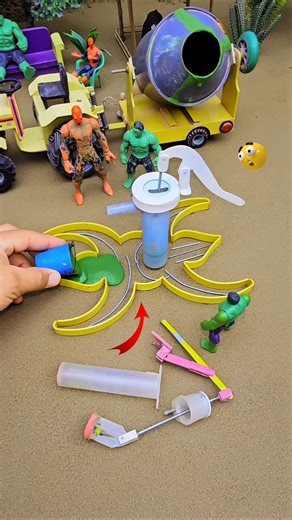 Mini handpump water science project with green concrete & mixer diy tractor project cowfarm |No.505🔥